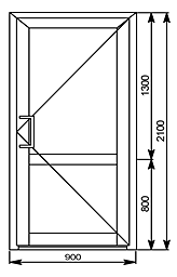 Дверь из алюминиевого профиля (тип 1, одностворчатая)