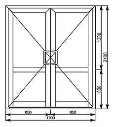 Дверь из алюминиевого профиля (тип 4, двустворчатая)
